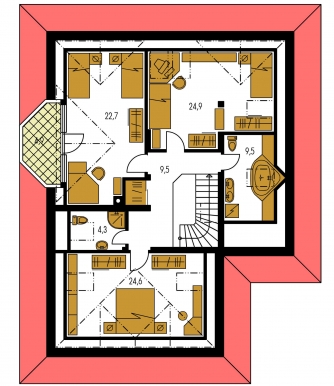 Plan de sol du premier étage - BUNGALOW 89